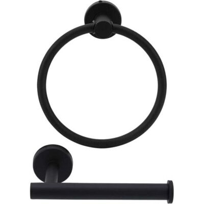 ABYSSE Porte-papier Toilette Noir Mat Et Anneau Porte-serviette, Support De Rouleau De Papier Toilette En Acier Inoxydable,porte-serviette Et Anneau - Publicité ABYSSE Porte-papier Toilette Noir Mat Et Anneau Porte-serviette, Support De Rouleau De Papier Toilette En Acier Inoxydable,porte-serviette Et Anneau - Publicité