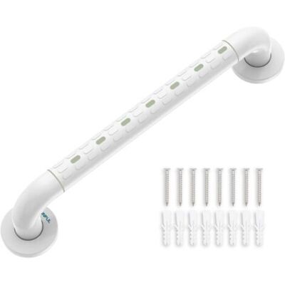 ABYSSE Barre D'Appui Wc, Barre D'Appui Salle De Bain, Douche Avec Cercle Lumineux - Avec Bride De Couverture, 48 Cm - Publicité ABYSSE Barre D'Appui Wc, Barre D'Appui Salle De Bain, Douche Avec Cercle Lumineux - Avec Bride De Couverture, 48 Cm - Publicité