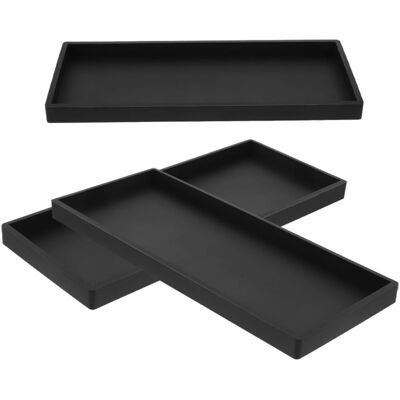 GRASSLIN Plateau Rectangulaire Salle En De Silicone Antidérapant Noir De Bain 3 Pièces, Rangement Design Gain De Place Pour Serviettes Et Articles De Toilette Hôtels'-'- - Publicité GRASSLIN Plateau Rectangulaire Salle En De Silicone Antidérapant Noir De Bain 3 Pièces, Rangement Design Gain De Place Pour Serviettes Et Articles De Toilette Hôtels'-'- - Publicité