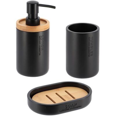 GRASSLIN Set 3 Pièces Accessoire Salle De Bain, Distributeur Savon Polyresine, Porte-savon Bambou, Pour Lavabo Famille - Publicité GRASSLIN Set 3 Pièces Accessoire Salle De Bain, Distributeur Savon Polyresine, Porte-savon Bambou, Pour Lavabo Famille - Publicité