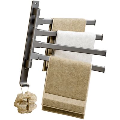 HEAT Porte-serviettes Pivotant À 4 Bras En Aluminium Spatial Épais, Rotation À 180 Degrés, Pour Salle De Bain, Maison Ou Hôtel. Publicité HEAT Porte-serviettes Pivotant À 4 Bras En Aluminium Spatial Épais, Rotation À 180 Degrés, Pour Salle De Bain, Maison Ou Hôtel. Publicité