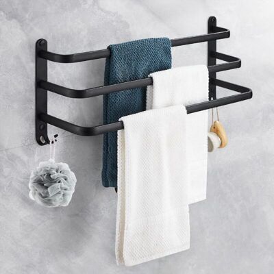 MOXIE Porte-serviettes Mural En Aluminium, 3 Étages Porte Serviette Salle De Bain Étagère Serviette Avec Crochets, Étanche - Pour Salle De Bain, Cuisine, Salle De Bain - Publicité MOXIE Porte-serviettes Mural En Aluminium, 3 Étages Porte Serviette Salle De Bain Étagère Serviette Avec Crochets, Étanche - Pour Salle De Bain, Cuisine, Salle De Bain - Publicité