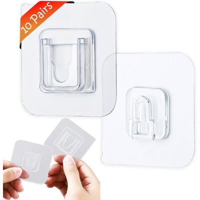 GRASSLIN Lot De 20 - Crochet Adhésif Mural - Accessoire De Rangement - Fixation Sans Perçage Pour Salle De Bain Et Cuisine - Transparent - 6x6cm - Publicité GRASSLIN Lot De 20 - Crochet Adhésif Mural - Accessoire De Rangement - Fixation Sans Perçage Pour Salle De Bain Et Cuisine - Transparent - 6x6cm - Publicité