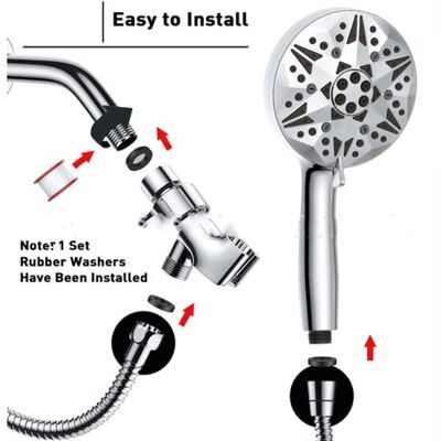 ABYSSE Pommeau De Douche Filtrant, Grand Pommeau De Douche Haute Pression 10 Modes Avec Flexible En Acier Inoxydable, Support Réglable, Plusieurs Boules Filtrantes Pour Éliminer Le Chlore Et Les Substances N - Publicité ABYSSE Pommeau De Douche Filtrant, Grand Pommeau De Douche Haute Pression 10 Modes Avec Flexible En Acier Inoxydable, Support Réglable, Plusieurs Boules Filtrantes Pour Éliminer Le Chlore Et Les Substances N - Publicité