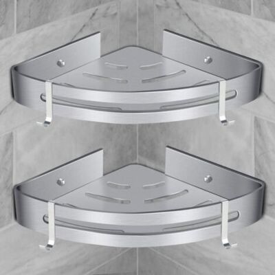 NALOOKAMIC Étagère De Douche D'Angle Étagère De Salle De Bain Sans Perçage Panier Rangement De Douche Étagère De Douche Murale En Aluminium Boîte De Rangement Deux Pièces Argent(2pcs) - Publicité NALOOKAMIC Étagère De Douche D'Angle Étagère De Salle De Bain Sans Perçage Panier Rangement De Douche Étagère De Douche Murale En Aluminium Boîte De Rangement Deux Pièces Argent(2pcs) - Publicité