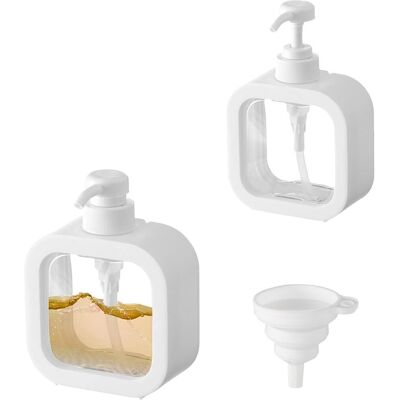 GRASSLIN 2 Pièces - Distributeur Savon - Flacon Pompe - Rechargeable Plastique Transparent Pour Gel Douche Et Liquide Vaisselle Salle De Bain Cuisine Blanc 19x12,5x6cm - Publicité GRASSLIN 2 Pièces - Distributeur Savon - Flacon Pompe - Rechargeable Plastique Transparent Pour Gel Douche Et Liquide Vaisselle Salle De Bain Cuisine Blanc 19x12,5x6cm - Publicité