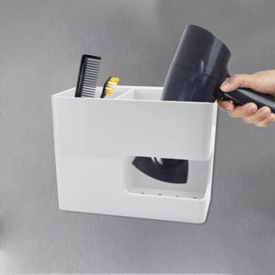 ABYSSE Support De Sèche-cheveux En Plastique Sans Perçage Support De Sèche-cheveux Avec Gestionnaire De Câbles Pour Salle De Bain Et Rangement De Cuisine (blanc) - Publicité ABYSSE Support De Sèche-cheveux En Plastique Sans Perçage Support De Sèche-cheveux Avec Gestionnaire De Câbles Pour Salle De Bain Et Rangement De Cuisine (blanc) - Publicité