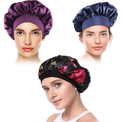 ALVIOR Bonnet Satin - Bonnet Floral Pour Cheveux Bouclés - Bande Élastique Douce - Diamètre 32 Cm - Usage Nocturne Et Extérieur - Lot De 3 - Publicité ALVIOR Bonnet Satin - Bonnet Floral Pour Cheveux Bouclés - Bande Élastique Douce - Diamètre 32 Cm - Usage Nocturne Et Extérieur - Lot De 3 - Publicité
