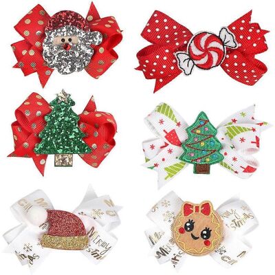 FATRD Lot De 6 Épingles À Cheveux Nœud Papillon De Noël, Barrettes Créatives, Ornements De Cheveux, Accessoires De Coiffure Colorés Pour Les Fêtes D'Enfants Et De Filles (styles Assortis).-8x6cm - Publicité FATRD Lot De 6 Épingles À Cheveux Nœud Papillon De Noël, Barrettes Créatives, Ornements De Cheveux, Accessoires De Coiffure Colorés Pour Les Fêtes D'Enfants Et De Filles (styles Assortis).-8x6cm - Publicité