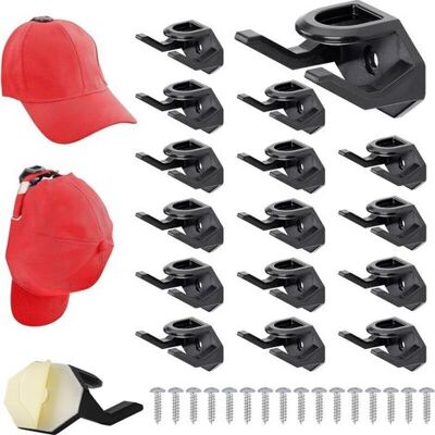 NO BRAND Pair Csparkv Lot 16 Crochets Autocollants Noirs Pour Chapeaux - Porte Chapeau Mural Autoadhésif Pour Casquette Baseball - Support Mural Sans Perçage Pour Chambre Accroche Casquette - Publicité NO BRAND Pair Csparkv Lot 16 Crochets Autocollants Noirs Pour Chapeaux - Porte Chapeau Mural Autoadhésif Pour Casquette Baseball - Support Mural Sans Perçage Pour Chambre Accroche Casquette - Publicité