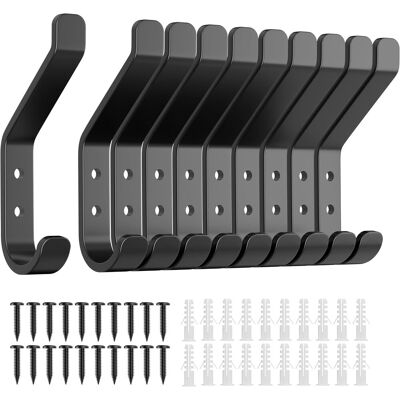 ALVIOR Crochet Murale - Charge Maximale 9 Kg - En Aluminium - Noir - 3,75 Pouces - Pour Serviettes Chapeaux Clés Vêtements - Lot De 10 - Publicité ALVIOR Crochet Murale - Charge Maximale 9 Kg - En Aluminium - Noir - 3,75 Pouces - Pour Serviettes Chapeaux Clés Vêtements - Lot De 10 - Publicité