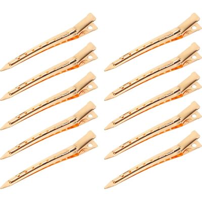 LUMIERE Lot De 10 Pinces À Cheveux En Forme De Bec De Canard, Pinces Crocodile En Métal Antirouille De 8,9 Cm (3,5 Pouces) Avec Trous Pour Coiffure, Coloration Et Séparation Des Cheveux Épais. Publicité LUMIERE Lot De 10 Pinces À Cheveux En Forme De Bec De Canard, Pinces Crocodile En Métal Antirouille De 8,9 Cm (3,5 Pouces) Avec Trous Pour Coiffure, Coloration Et Séparation Des Cheveux Épais. Publicité