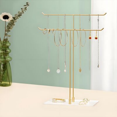 OEM Présentoir À Bijoux – Présentoir À Bijoux Doré À Double Niveau Avec Plateau, Idéal Pour Présenter Colliers, Bracelets, Bagues, Etc. Publicité OEM Présentoir À Bijoux – Présentoir À Bijoux Doré À Double Niveau Avec Plateau, Idéal Pour Présenter Colliers, Bracelets, Bagues, Etc. Publicité