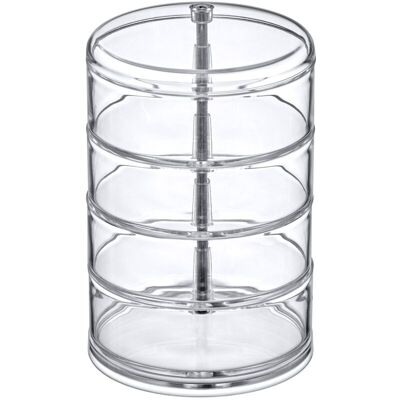 OEM Boîte De Rangement De Bijoux À 5 Couches En Acrylique Transparent, Support Rotatif De Stockage De Cosmétiques Rotatif À 360 ° Pour Collier, Bracelet, Bague, Boucles D'Oreilles, Petits Objets - Publicité OEM Boîte De Rangement De Bijoux À 5 Couches En Acrylique Transparent, Support Rotatif De Stockage De Cosmétiques Rotatif À 360 ° Pour Collier, Bracelet, Bague, Boucles D'Oreilles, Petits Objets - Publicité
