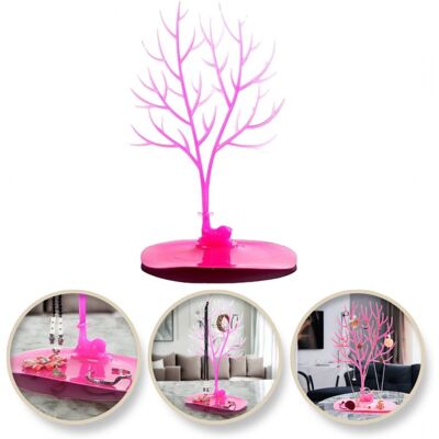 OEM Grand Présentoir À Bijoux - Colliers, Bagues, Bois Rose E32r - Publicité OEM Grand Présentoir À Bijoux - Colliers, Bagues, Bois Rose E32r - Publicité