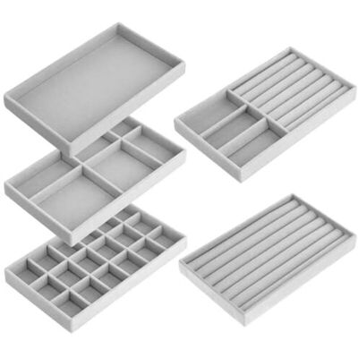OEM Ensemble De 5 Plateaux De Rangement En Velours Gris Pour Bijoux - Parfait Pour Boucles D'Oreilles, Bagues, Colliers Et Bracelets-ulisem - Publicité OEM Ensemble De 5 Plateaux De Rangement En Velours Gris Pour Bijoux - Parfait Pour Boucles D'Oreilles, Bagues, Colliers Et Bracelets-ulisem - Publicité