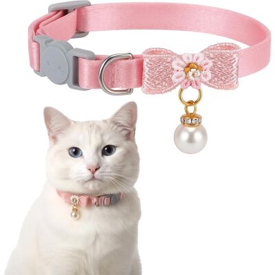 Generic Collier Pour Chat Réglable Rose Avec Pendentif En Perle, Collier Mignon Pour Chat Avec Boucle De Sécurité Et Nœud Papillon Rose Pour Chaton - Publicité Generic Collier Pour Chat Réglable Rose Avec Pendentif En Perle, Collier Mignon Pour Chat Avec Boucle De Sécurité Et Nœud Papillon Rose Pour Chaton - Publicité