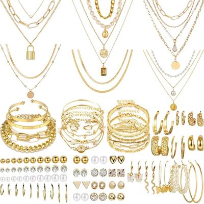 OEM 69 Pièces Or Bijoux Ensemble Pour Les Femmes Mode Costume Bijoux Collier Plaqué Or Bracelet Boucles D'Oreilles Ensemble Pour Les Femmes - Publicité OEM 69 Pièces Or Bijoux Ensemble Pour Les Femmes Mode Costume Bijoux Collier Plaqué Or Bracelet Boucles D'Oreilles Ensemble Pour Les Femmes - Publicité