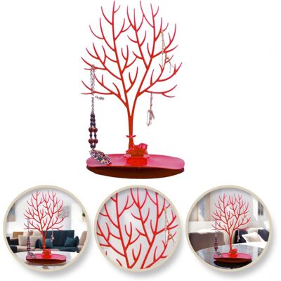 OEM Grand Présentoir À Bijoux - Colliers, Bagues, Bois Rouge E32cze - Publicité OEM Grand Présentoir À Bijoux - Colliers, Bagues, Bois Rouge E32cze - Publicité