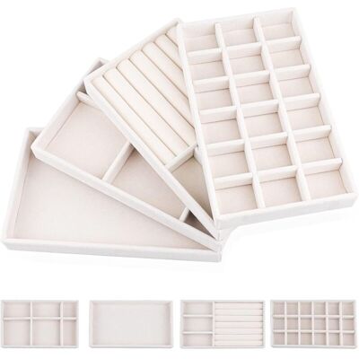 OEM 4 X Plateau Bijoux Velours 21x12,5cm Organisateur Rangement Collier Boucles D'Oreilles Chaîne Tiroir Femme Boîte Présentoir-dou - Publicité OEM 4 X Plateau Bijoux Velours 21x12,5cm Organisateur Rangement Collier Boucles D'Oreilles Chaîne Tiroir Femme Boîte Présentoir-dou - Publicité