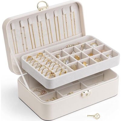 OEM Boîte À Bijoux Verrouillable À Double Couche Pour Bagues, Boucles D'Oreilles, Bracelets, Colliers, Jaune Clair - Publicité OEM Boîte À Bijoux Verrouillable À Double Couche Pour Bagues, Boucles D'Oreilles, Bracelets, Colliers, Jaune Clair - Publicité