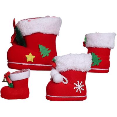 FATRD Lot De 4 Sacs Cadeaux De Noël En Forme De Bottes-14x14cm-red - Publicité FATRD Lot De 4 Sacs Cadeaux De Noël En Forme De Bottes-14x14cm-red - Publicité