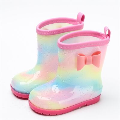 MCKENSA 1 Paire De Bottes De Pluie Pour Enfants, Toutes Saisons, Universelles, Avec Nœud Arc-en-ciel, Antidérapantes, Imperméables Et Respirantes, Roses, 150 Mm (longueur Intérieure 145 Mm) - Publicité MCKENSA 1 Paire De Bottes De Pluie Pour Enfants, Toutes Saisons, Universelles, Avec Nœud Arc-en-ciel, Antidérapantes, Imperméables Et Respirantes, Roses, 150 Mm (longueur Intérieure 145 Mm) - Publicité
