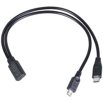 FLAMMKRAFT Câble Répartiteur Usb-c Femelle Vers Mâle Et Câble D'Extension En Y Microusb - Publicité FLAMMKRAFT Câble Répartiteur Usb-c Femelle Vers Mâle Et Câble D'Extension En Y Microusb - Publicité