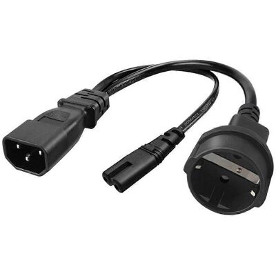 FLAMMKRAFT Câble Adaptateur Iec320 C14 Vers C7 À 2 Broches Et Prise Allemande 4,8 Mm (conversion 1 Vers 2) - Publicité FLAMMKRAFT Câble Adaptateur Iec320 C14 Vers C7 À 2 Broches Et Prise Allemande 4,8 Mm (conversion 1 Vers 2) - Publicité