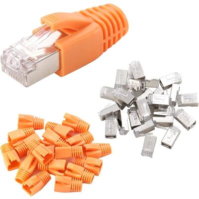 SANS MARQUE 25 Pcs Cat6 Connecteurs Rj45 Métalliques Blindés Prise Modulaire - Cat 6 Ftp 8p8c Réseau Rj45 Câble Connecteur Ethernet À Sertir (trou De Fil 1.2mm/0.047in) Avec Cat6 Soulagement De Tension - Publicité SANS MARQUE 25 Pcs Cat6 Connecteurs Rj45 Métalliques Blindés Prise Modulaire - Cat 6 Ftp 8p8c Réseau Rj45 Câble Connecteur Ethernet À Sertir (trou De Fil 1.2mm/0.047in) Avec Cat6 Soulagement De Tension - Publicité