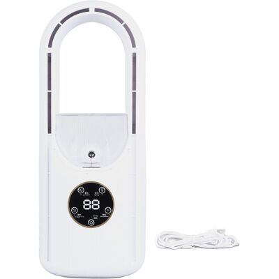 OEM Bladeless Fan 6 Speed Adjustment 100ml Water Tank Quiet Usb Table Misting Cooling Fan With Timing White - Publicité OEM Bladeless Fan 6 Speed Adjustment 100ml Water Tank Quiet Usb Table Misting Cooling Fan With Timing White - Publicité