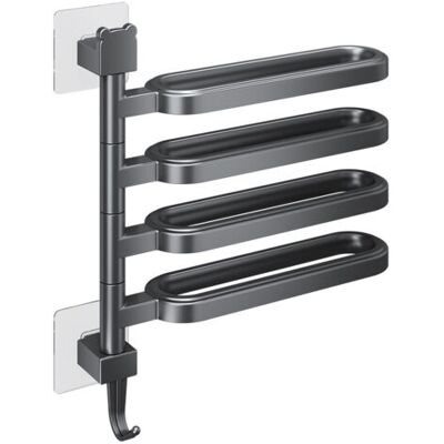 OEM Royaluxe-wall Mounted Towel Rack 4 Bars - Elegant Black, Durable Metal Towel Holder With Invisible Installation, Rust-resistant Towel Organizer For Bathroom, Hotel, Modern Home - Publicité OEM Royaluxe-wall Mounted Towel Rack 4 Bars - Elegant Black, Durable Metal Towel Holder With Invisible Installation, Rust-resistant Towel Organizer For Bathroom, Hotel, Modern Home - Publicité