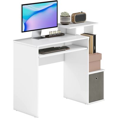OEM Bureau Informatique Multimédia Étagères Tablette Clavier Panier Gris Panneaux Particules Blanc - Publicité OEM Bureau Informatique Multimédia Étagères Tablette Clavier Panier Gris Panneaux Particules Blanc - Publicité
