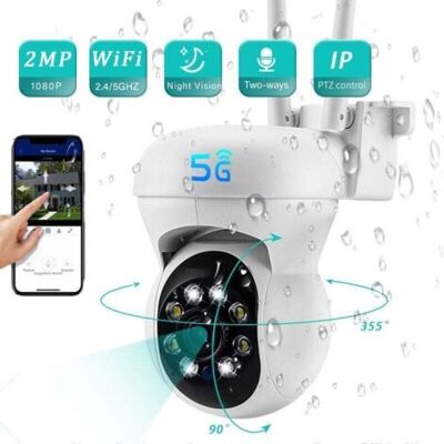 SANS MARQUE Caméra De Surveillance Extérieure Ip Wifi 2.4 + 5g Hd 1080p – Vision Nocturne Couleur – Suivi Humain – Panoramique 355° – Inclinaison 90° - Ptz 2 Mp - Publicité SANS MARQUE Caméra De Surveillance Extérieure Ip Wifi 2.4 + 5g Hd 1080p – Vision Nocturne Couleur – Suivi Humain – Panoramique 355° – Inclinaison 90° - Ptz 2 Mp - Publicité