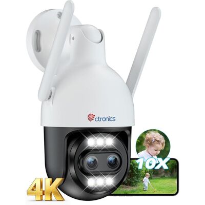 Ctronics Caméra De Surveillance Extérieure 4k Zoom Hybride 10x, Wifi 2,4/5ghz, Détection Humain/véhicule/animal, Suivi Auto, Vision Nocturne Couleur - Publicité Ctronics Caméra De Surveillance Extérieure 4k Zoom Hybride 10x, Wifi 2,4/5ghz, Détection Humain/véhicule/animal, Suivi Auto, Vision Nocturne Couleur - Publicité