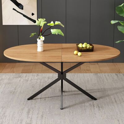 OEM Esstisch, L120b80h75,5cm, Moderner Esstisch, Stabiler Esstisch, Metallbeine, Ovaler Esstisch, Esstisch Für 4-6 Personen, Moderner Schlichter Esstisch, Natur - Publicité OEM Esstisch, L120b80h75,5cm, Moderner Esstisch, Stabiler Esstisch, Metallbeine, Ovaler Esstisch, Esstisch Für 4-6 Personen, Moderner Schlichter Esstisch, Natur - Publicité