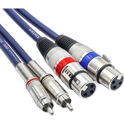 OEM 1 Câble Audio 2 Xlr Femelle Vers 2 Rca Mâle, Cuivre Sans Oxygène, Connecteurs Plaqués Or, Gaine Pvc Bleue, 3 Mètres, Pour Système Hi-fi - Publicité OEM 1 Câble Audio 2 Xlr Femelle Vers 2 Rca Mâle, Cuivre Sans Oxygène, Connecteurs Plaqués Or, Gaine Pvc Bleue, 3 Mètres, Pour Système Hi-fi - Publicité