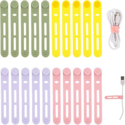 SCORPIO Lot De 20 Attaches De Câble Réglables En Silicone Pour Cordons De Charge, Écouteurs, Ordinateurs, Bureau, Accessoires De Voyage (jaune + Rose + Violet + Vert) - Publicité SCORPIO Lot De 20 Attaches De Câble Réglables En Silicone Pour Cordons De Charge, Écouteurs, Ordinateurs, Bureau, Accessoires De Voyage (jaune + Rose + Violet + Vert) - Publicité