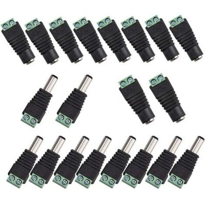 SCORPIO 20pcs Dc D'Alimentation Connecteur Mâle/femelle 2,1 X 5,5 Mm Fiche 12v Prise Jack Adaptateurs, Pour Prise Pour Caméra De Vidéosurveillance Dvr Système De Sécurité Lumière Led - Publicité SCORPIO 20pcs Dc D'Alimentation Connecteur Mâle/femelle 2,1 X 5,5 Mm Fiche 12v Prise Jack Adaptateurs, Pour Prise Pour Caméra De Vidéosurveillance Dvr Système De Sécurité Lumière Led - Publicité