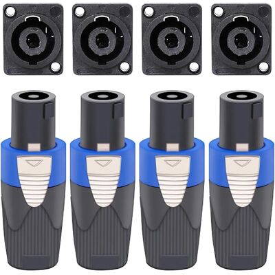 SANS MARQUE 4 Set Kit De Connecteurs Speakon, Fiches De Haut-parleur 4 Broches À Verrouillage Rotatif Et Prises De Montage Sur Panneau De Châssis, Compatibles Nl4fc, Nl4fx, Nl4mpr - Publicité SANS MARQUE 4 Set Kit De Connecteurs Speakon, Fiches De Haut-parleur 4 Broches À Verrouillage Rotatif Et Prises De Montage Sur Panneau De Châssis, Compatibles Nl4fc, Nl4fx, Nl4mpr - Publicité