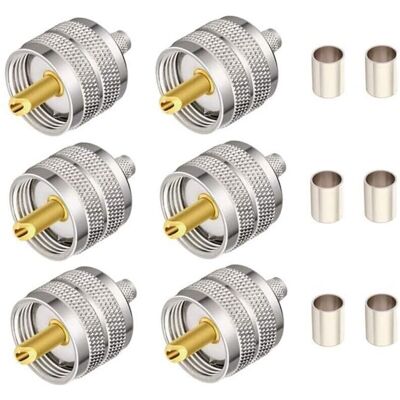 OEM 6 Pièces Uhf Pl-259 Prise Mâle Adaptateur Coaxial À Sertir Connecteur Rf Pour Câble Coaxial Rg58/u Lmr195 Compatible Avec Radio Jambon - Publicité OEM 6 Pièces Uhf Pl-259 Prise Mâle Adaptateur Coaxial À Sertir Connecteur Rf Pour Câble Coaxial Rg58/u Lmr195 Compatible Avec Radio Jambon - Publicité