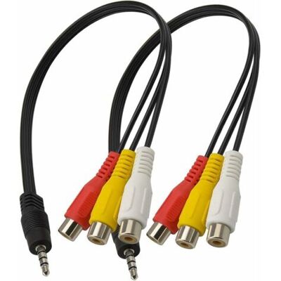 SCORPIO Lot De 2 Câbles Adaptateur 3,5 Mm Mâle Vers 3 Rca Femelle 25 Cm Vers Prise Rca Jack Stéréo Av Audio Vidéo Aux - Publicité SCORPIO Lot De 2 Câbles Adaptateur 3,5 Mm Mâle Vers 3 Rca Femelle 25 Cm Vers Prise Rca Jack Stéréo Av Audio Vidéo Aux - Publicité