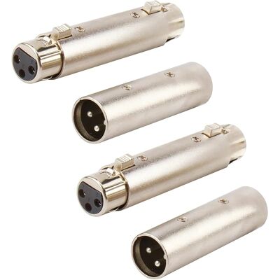 SANS MARQUE Lot De 4 Adaptateur De Changeur De Genre Xlr Vers Xlr, 3 Broches Coupleur De Connecteur 2 Mâle À Mâle 2 Femelle À Femelle Compatible Avec Microphone Mélangeur Amplificateur - Publicité SANS MARQUE Lot De 4 Adaptateur De Changeur De Genre Xlr Vers Xlr, 3 Broches Coupleur De Connecteur 2 Mâle À Mâle 2 Femelle À Femelle Compatible Avec Microphone Mélangeur Amplificateur - Publicité