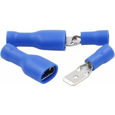 SCORPIO Fiche/prise À Déconnexion Rapide En Vinyle Entièrement Isolée, Fdfd+mdd2-250, Cosse De Cable 6,3 X 0,8 Mm, Pour 1,5-2,5 Mm2 (16-14 Awg), Bleu, 100 Pièces - Publicité SCORPIO Fiche/prise À Déconnexion Rapide En Vinyle Entièrement Isolée, Fdfd+mdd2-250, Cosse De Cable 6,3 X 0,8 Mm, Pour 1,5-2,5 Mm2 (16-14 Awg), Bleu, 100 Pièces - Publicité