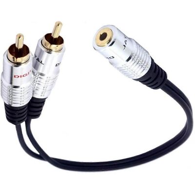 FLAMMKRAFT Câble Stéréo Plaqué Or Avec Connecteurs 3,5 Mm Femelle Vers 2 Rca Mâles - Publicité FLAMMKRAFT Câble Stéréo Plaqué Or Avec Connecteurs 3,5 Mm Femelle Vers 2 Rca Mâles - Publicité