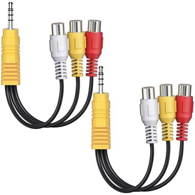 OEM Lot De 2 Câbles Av 3,5 Mm Vers Rca, Composante De 15 Cm Vers Répartiteur Audio/vidéo De 3,5 Mm - Publicité OEM Lot De 2 Câbles Av 3,5 Mm Vers Rca, Composante De 15 Cm Vers Répartiteur Audio/vidéo De 3,5 Mm - Publicité