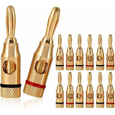 OEM 12pcs Fiches Bananes,premium 24k Connecteur Plaqué Or Pour Hifi Haut-parleur,câble Enceinte,home Cinema,speaker Cable - Publicité OEM 12pcs Fiches Bananes,premium 24k Connecteur Plaqué Or Pour Hifi Haut-parleur,câble Enceinte,home Cinema,speaker Cable - Publicité