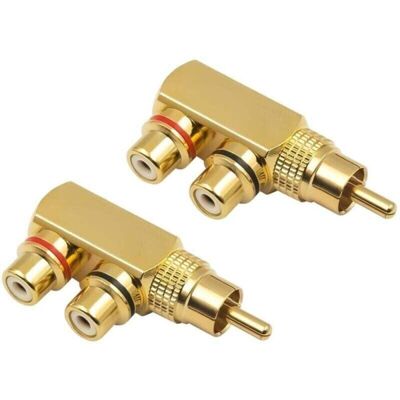 OEM Adaptateur Diviseur Rca Y, Connecteur 90 Degrés Rca Male Vers 2 Femelles Rca Pour Audio Vidéo, Jack Doré (lot De 2) - Publicité OEM Adaptateur Diviseur Rca Y, Connecteur 90 Degrés Rca Male Vers 2 Femelles Rca Pour Audio Vidéo, Jack Doré (lot De 2) - Publicité