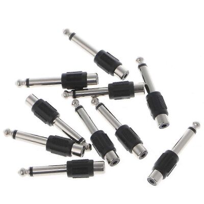 ALLAUVE Lot De 10 Adaptateurs Rca Femelle Vers Fiche Mono Mâle 6,35 Mm (1/4") - Publicité ALLAUVE Lot De 10 Adaptateurs Rca Femelle Vers Fiche Mono Mâle 6,35 Mm (1/4") - Publicité