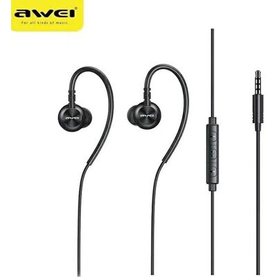 Écouteurs stéréo AWEI L3 - Microphone, Contrôle du volume - Noir - Publicité Écouteurs stéréo AWEI L3 - Microphone, Contrôle du volume - Noir - Publicité